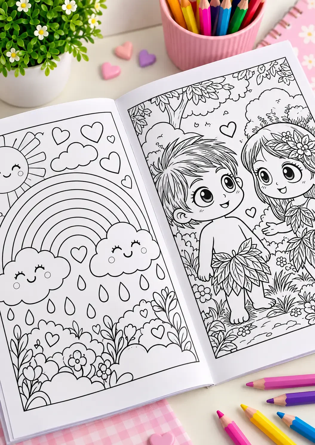 Duas páginas internas de desenho para colorir
