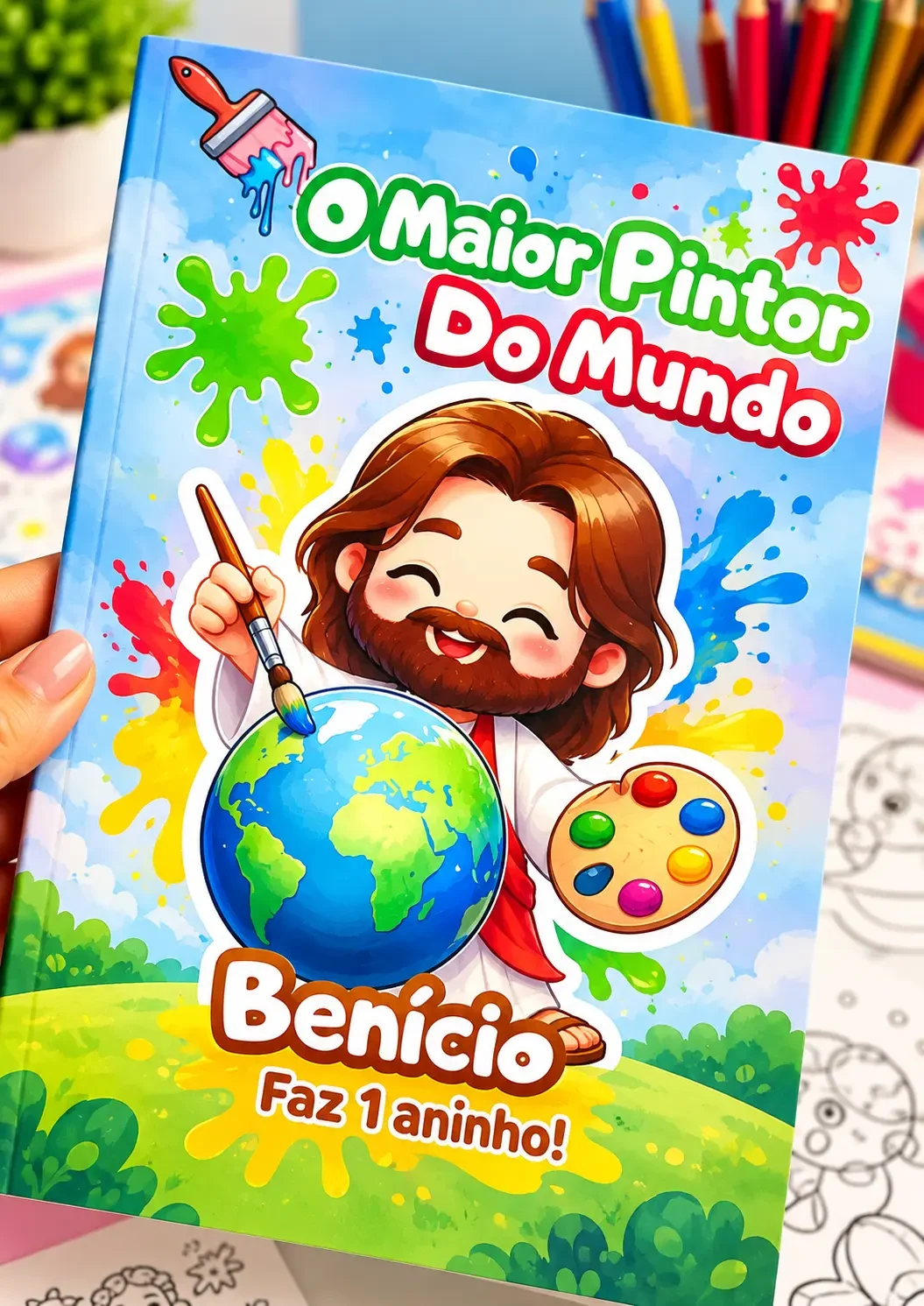 Capa de livro de colorir personalizado com nome